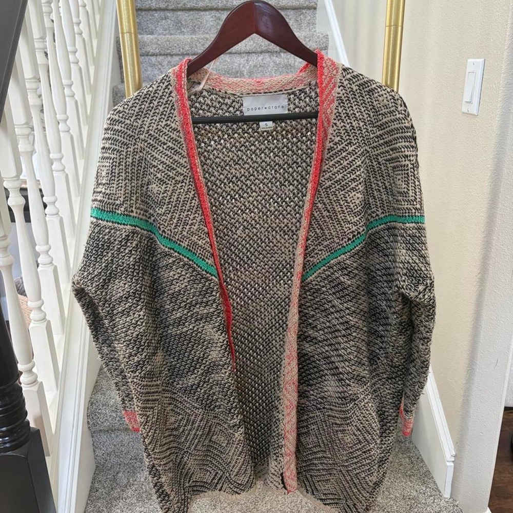 Paper crane textured knit 99s Y2K granola granny hippie folksy cardigan